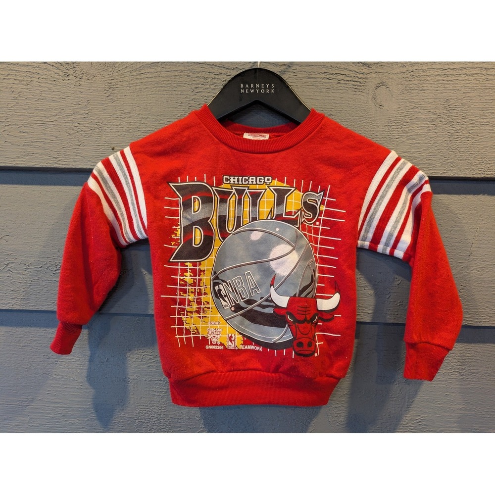Vintage Chicago Bulls Sweatshirt Boys 4T Red NBA Basketball Teamwork USA 90s